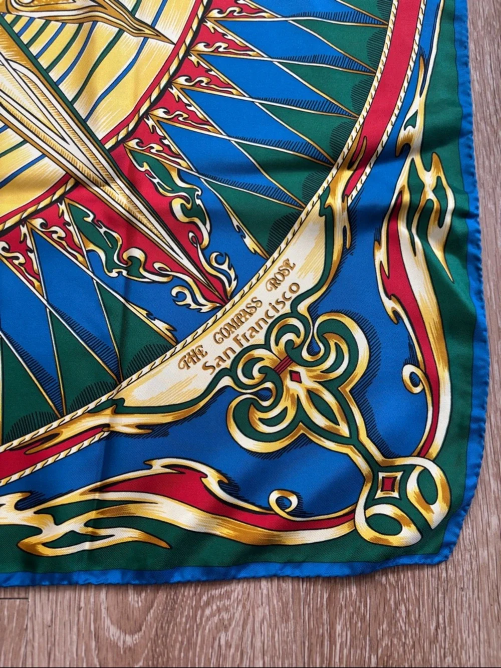 Vintage Nautical Compass Rose San Francisco oversized square scarf, 33” x 34”